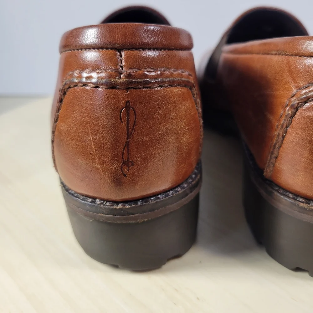 Vintage Cole Haan Country Brown Leather Lug Heel Slip-on Loafer Shoe Size 8 B - Picture 11 of 14